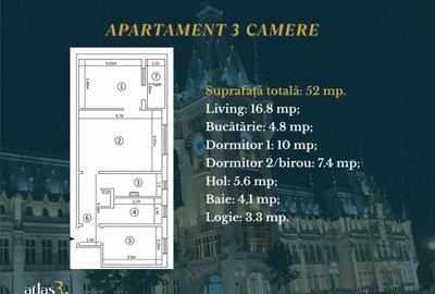 Apartament cu 3 camere semidecomandat în Mircea cel Bătrân - 1