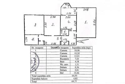 Apartament cu 3 camere decomandat în - 1