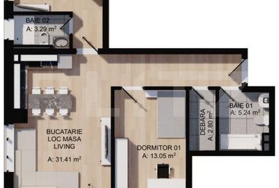 Apartament cu 3 camere semidecomandat în Florești - 1