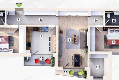 Apartament de 3 camere 2 bai, 2 balcoane, Loc de parcare Inc Apartament de 3 camere 2 bai, 2 balcoane, Loc de parcare Inc - 1