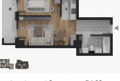 Apartament 2 camere 54.92mp Tatarasi - Kaufland , comision zero - 4