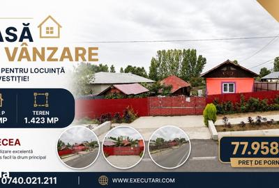 Casă cu 2 camere cu Teren 1423 Mp în Recea