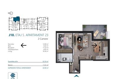 Apartament cu 2 camere semidecomandat în Exterior Vest