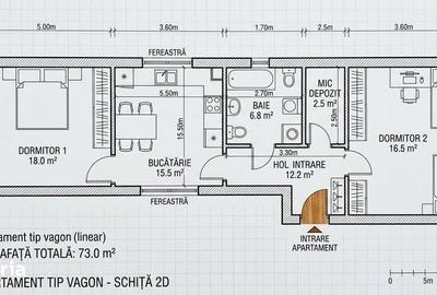 Apartament cu 2 camere în Mărăști