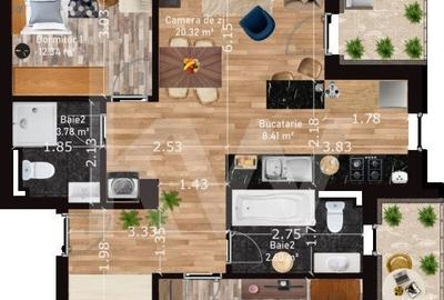 Apartament cu 3 camere în Turnișor - 2