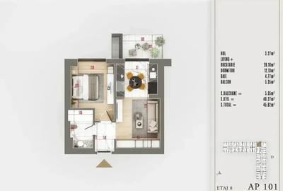 Apartament cu 2 camere decomandat în Titan - 2