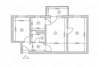 Apartament cu 3 camere semidecomandat în Central