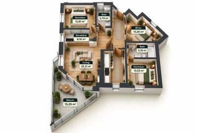 Apartament cu 3 camere în Sânpetru