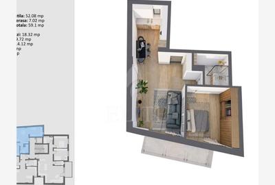 Apartament cu 2 camere semidecomandat în Central - 1