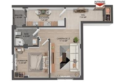 2 camere decomandat- nou- 62 mp- loc de parcare-79400 euro + TVA - 10