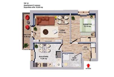 Apartament cu 2 camere decomandat, mobilat în Aeroport - 4