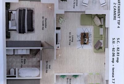 Apartament cu 2 camere decomandat în Central