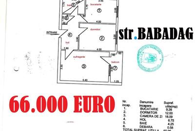 Apartament cu 2 camere decomandat în Babadag