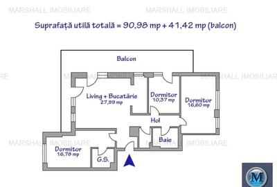 Apartament 4 camere de vanzare, zona Exterior Nord, 90.98 mp #16264 - 8