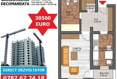 Garsonieră decomandată în Sud