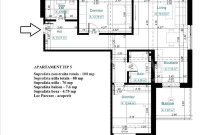 BLOC NOU | 3 camere | 107 mpc  | boxa 5 mp - 13