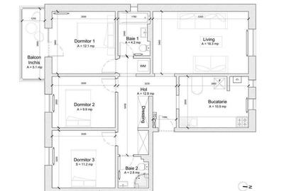 Apartament cu 3 camere decomandat în Nord