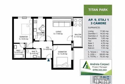 Apartament cu 3 camere decomandat în Central - 6