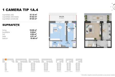 Garsoniera TIP 1A4 in Complex Doi Cocosi Residence - 2