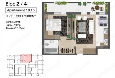 Apartament cu 2 camere decomandat în Sud