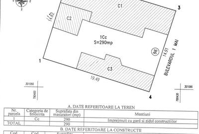 Bd. 1 Mai Vechi - Teren de Vanzare cu casa demolabila - Deschidere 15 m - 3