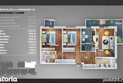 Apartament cu 3 camere decomandat în Metalurgiei - 3