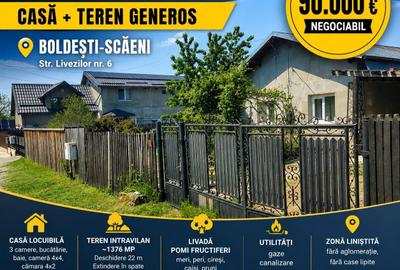 Casă cu 4 camere cu Teren 1400 Mp în Boldești