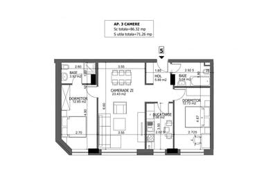 Proiect premium - zona Campus, predare la cheie, ap 3cam de vanzare. - 3