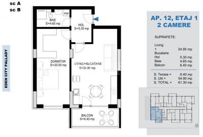 2 Camere Bloc Intim -Incalzire Pardoseala - 2