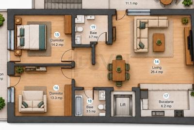Apartament cu 3 camere decomandat în Dorobanți - 2
