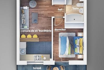 Apartament cu 2 camere în Apărătorii Patriei