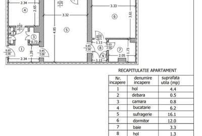 Apartament cu 2 camere semidecomandat în Nord