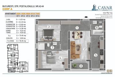 Apartament cu 3 camere decomandat în Brâncoveanu