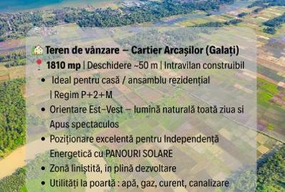 Teren intravilan construibil 1810 mp ( 2 loturi) in ARCASILOR , Galati