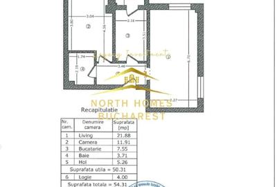 Apartament  NOU, 2 CAM, 50mp utili + 4mp logie, de vanzare in D-na Ghica; - 2