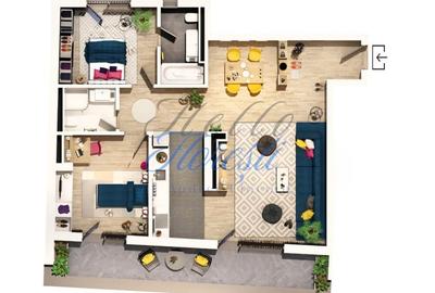 Apartament cu 3 camere semidecomandat în Central