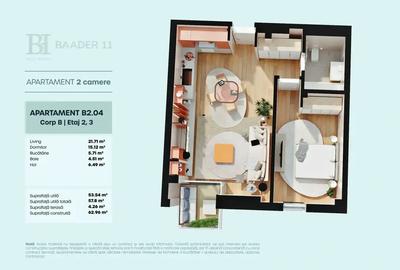Apartament nou cu 2 camere
