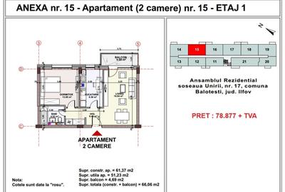 Apartamente 2 camere, Unirii apartment's Balotesti, lift, parcare - 5