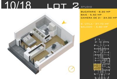 Garsonieră de 37 mp utili | Etaj 1 | În complex rezidențial nou, finalizare 2027 - 2