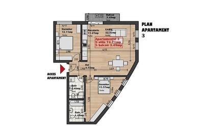 Vanzare apartament 3 camere bloc nou zona Auchan Iris, Cluj-Napoca - 2