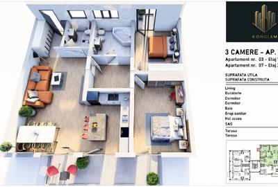 Apartament cu 3 camere decomandat în Fratelia - 3
