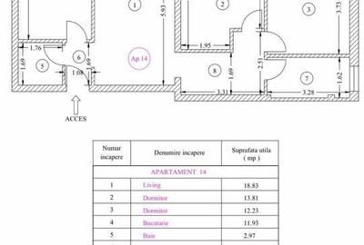 Apartament cu 3 camere semidecomandat în Brâncoveanu