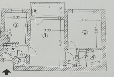 Apartament cu 2 camere semidecomandat în Ultracentral