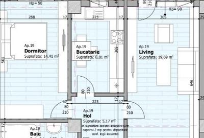 Apartament 2 camere, 57,5mp, decomandat, Panoramic Galata Iasi 0% comision - 2