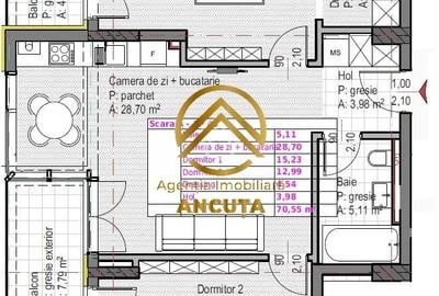 Apartament cu 3 camere semidecomandat în Sopor