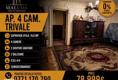 Apartament cu 4 camere semidecomandat în Trivale