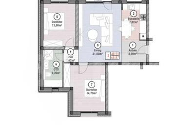 Apartament cu 3 camere semidecomandat în Moșnița Nouă - 1