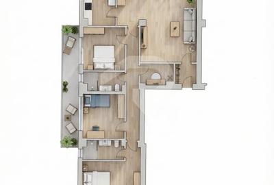 Apartament cu 4 camere semidecomandat, mobilat în Pipera - 2