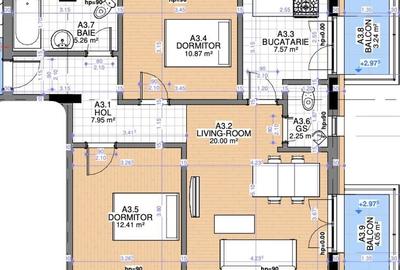 Sisesti 3 camere 73,6 mp 2 bai 2 balcone mobilat/utilat 6 min metrou - 23