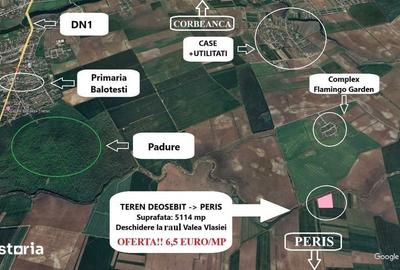 Teren de 5114 mp, în Periș